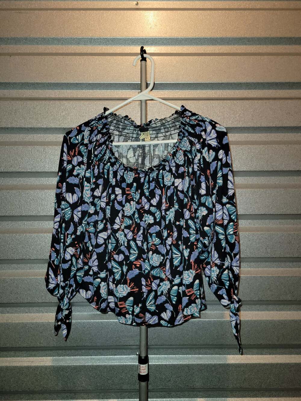 We The Free Lexington Floral Off Shoulder Tie Sleeve Top XS
